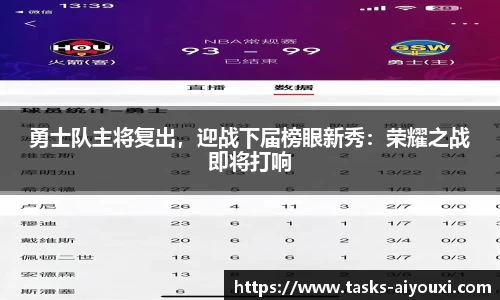 勇士队主将复出，迎战下届榜眼新秀：荣耀之战即将打响
